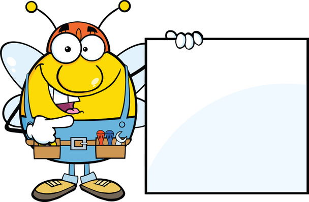 Pudgy Bee Worker Mostrando una señal en blanco
 - Foto, Imagen