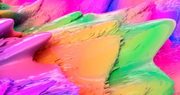 Rainbow creamy texture paint waves - Footage, Video