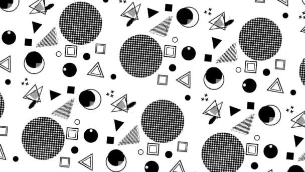 4K blank white geometric shapes pattern in retro, memphis 80s - 90s style. Animated vintage abstract background.  - Footage, Video