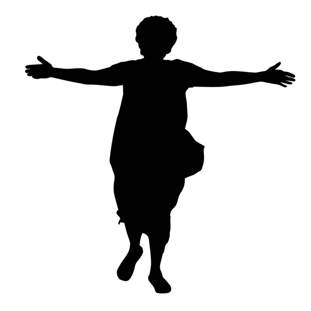 Silueta de mujer corriendo con los brazos abiertos
 - Vector, imagen