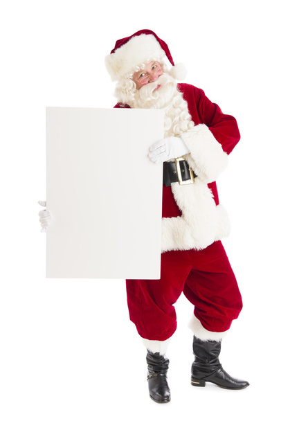 Portrait Of Santa Claus Holding Blank Banner - Photo, Image