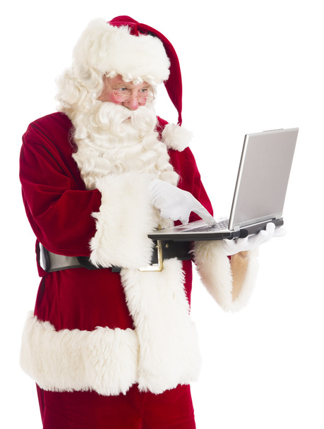Santa Claus Using Laptop - Photo, Image