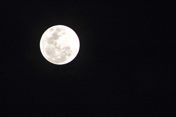 Lune au milieu de son chemin sur le ciel clair
. - Photo, image
