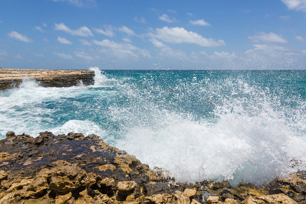 Vlny zřítilo na skalách na Devil's Bridge Antigua - Fotografie, Obrázek