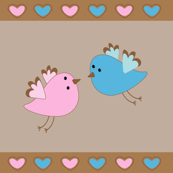 Cute birds love card. - Vektor, Bild