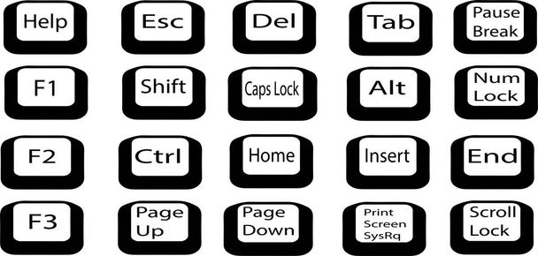 set of keyboard keys.llustration on white background. - Vector, Image