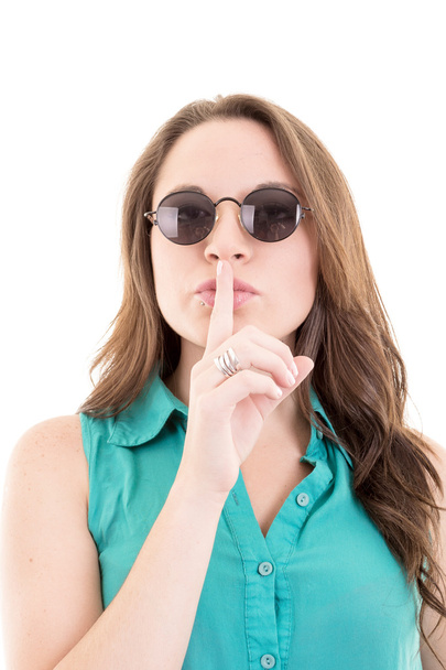 Woman with sunglasses - isolated over a white background - Photo, Image