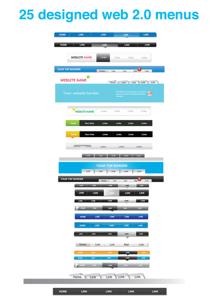 25 web 2.0 menus - ベクター画像