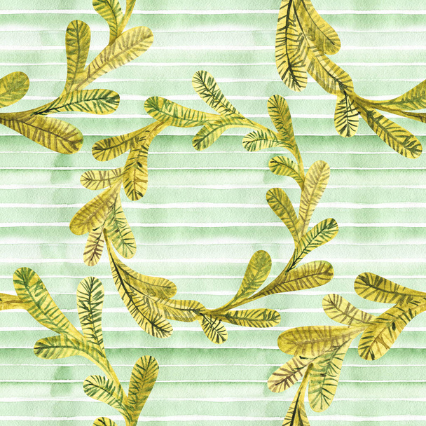 Christmas tree fir branch seamless pattern. Watercolor background. - Foto, Bild