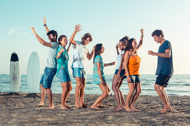 Group of Friends Having a Party on the Beach - Fotografie, Obrázek