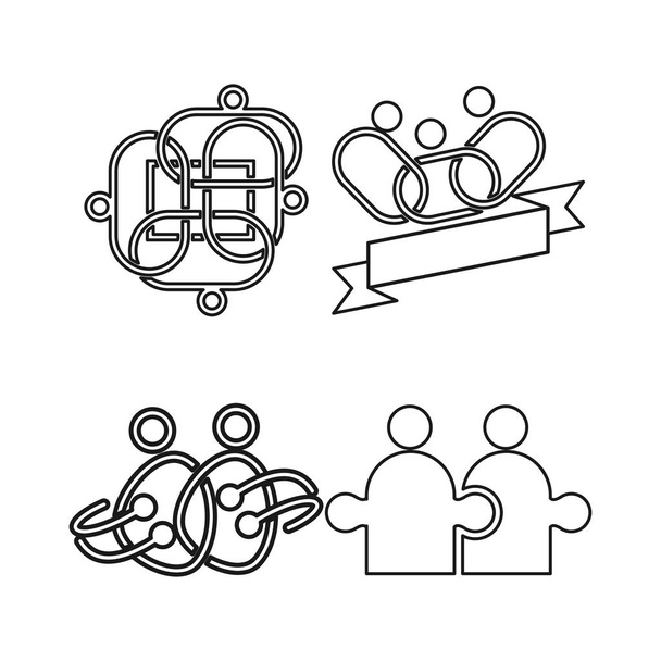 Band elektrisches Puzzle Engagement Teamarbeit zusammen umreißen Logo - Vektor, Bild