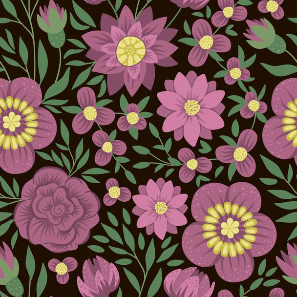 Vektor florale nahtlose Textur. flache trendige Illustration mit fl - Vektor, Bild