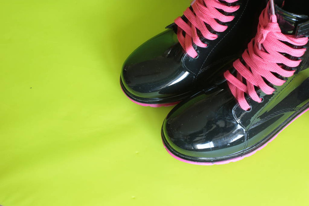 Women's rubber boots for rainy weather, great shoes for walking in the rain for girls  - Photo, Image