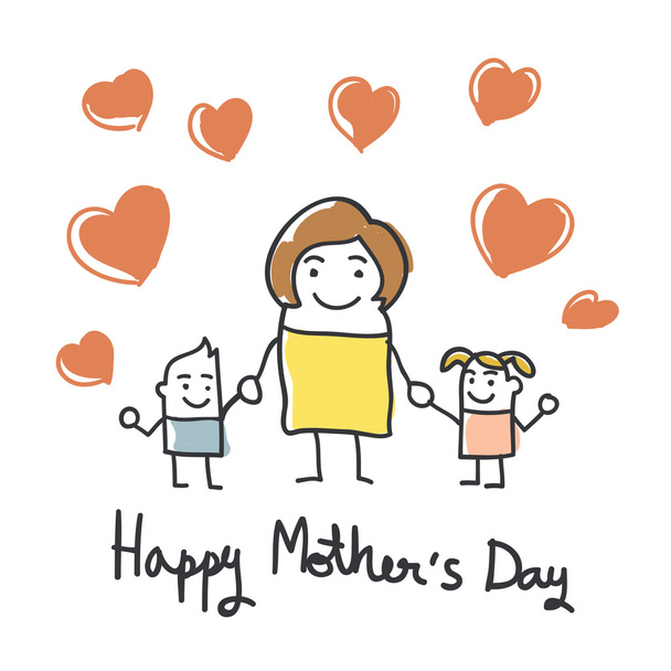 happy mothers day card with cartoons - Photo, Image