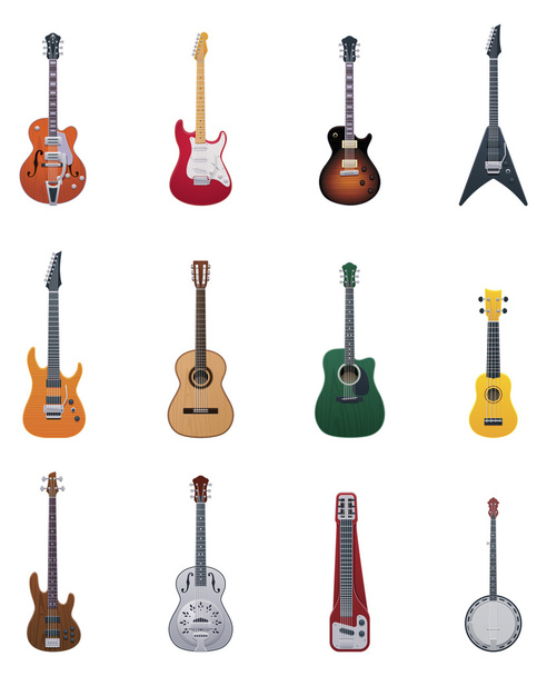 Vektor Guitars Icon Set - Vektor, Bild