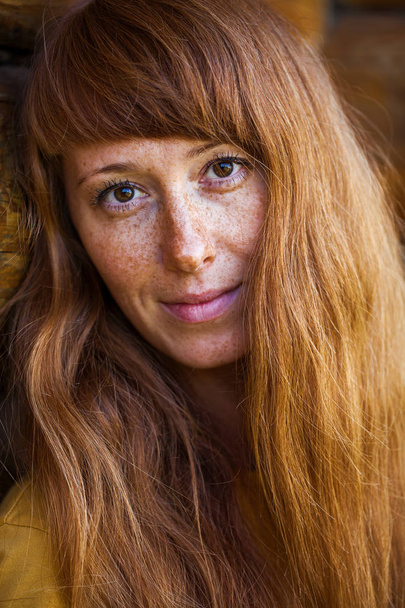 Portrait close up of young red-hair woman  - Foto, Imagen