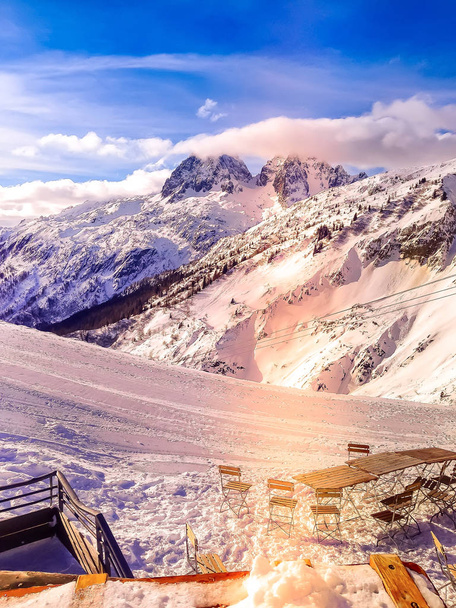 Σαμονί Μον Μπλαν, Γαλλία, γαλλικές Άλπεις-χιονοδρομικές πλαγιές - Φωτογραφία, εικόνα