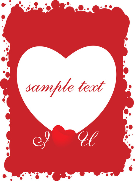 Red valentines grungy card - Vector, imagen
