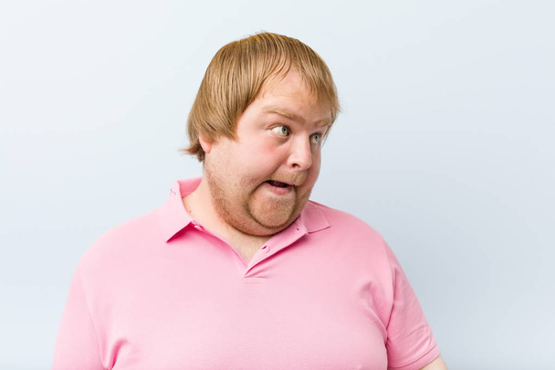 Caucasian crazy blond fat man - Photo, Image