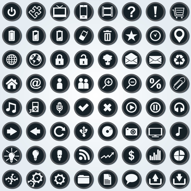Grande conjunto de ícones web elegantes pretos
 - Vetor, Imagem