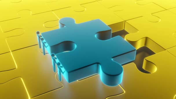 Colorful gold shiny puzzle. 3d rendering - Footage, Video