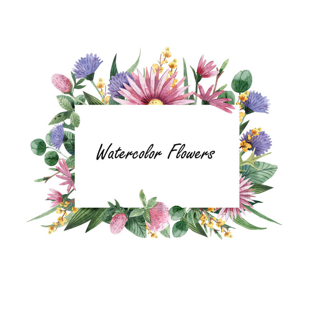 Marco de flores, flores silvestres - Ilustración
 - Foto, imagen