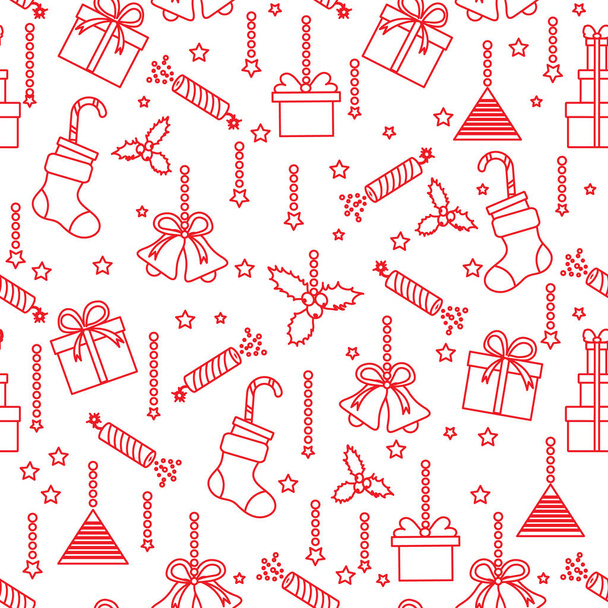 New year 2020, Christmas vector seamless pattern - Διάνυσμα, εικόνα