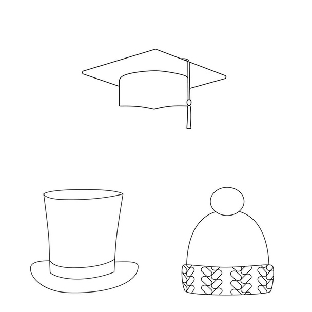 Vector illustration of headgear and napper sign. Collection of headgear and helmet vector icon for stock. - Wektor, obraz
