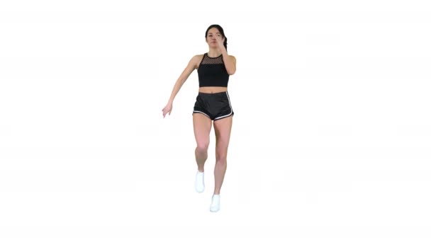 Hot b-girl dancing on white background. - Filmati, video
