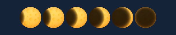 sárga Hold fázisai - Vektor, kép