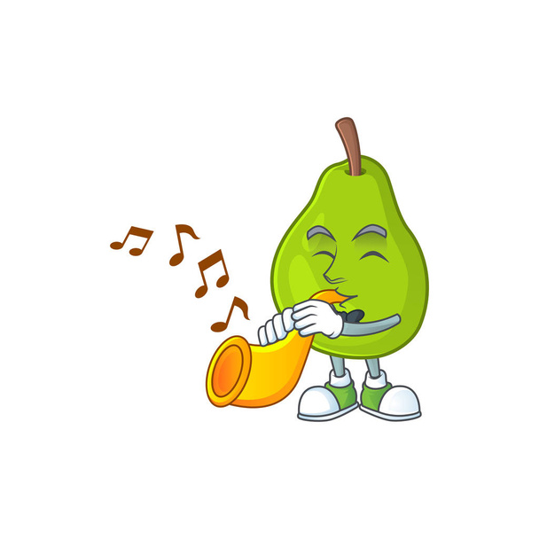 With trumpet guava fruit ripe mascot cartoon style. - Vektor, kép