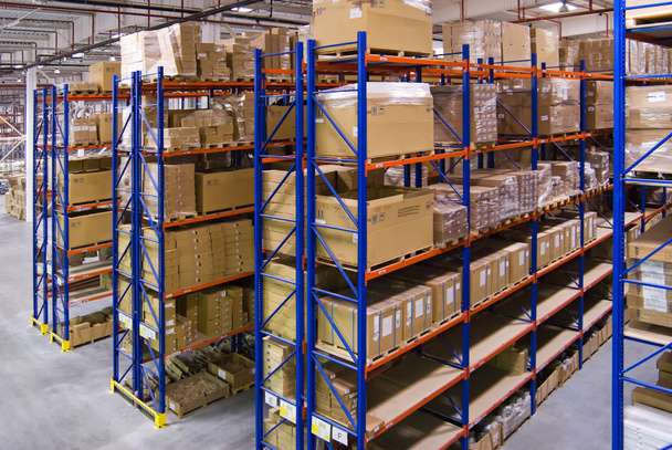 Warehouse with shelves and boxes - Photo, Image