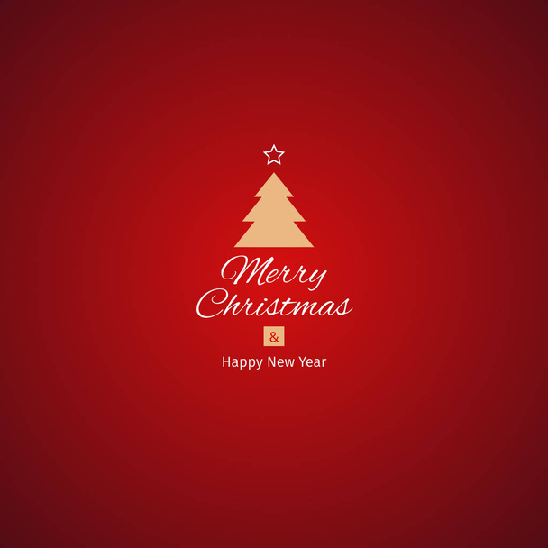 Christmas and New Year greeting card with red background, merry christmas poster, vector - Vector, imagen