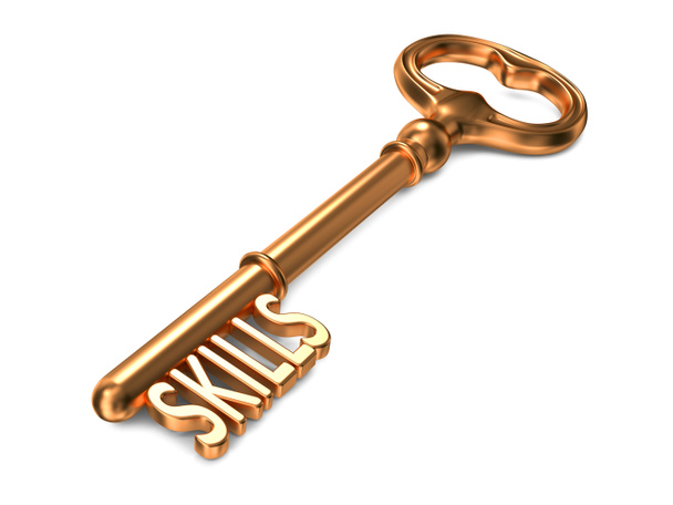 Fähigkeiten - goldener Schlüssel. - Foto, Bild