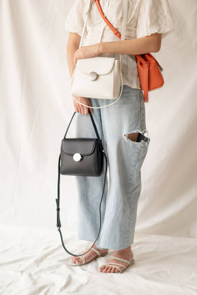 woman leather fashion bag - Фото, зображення
