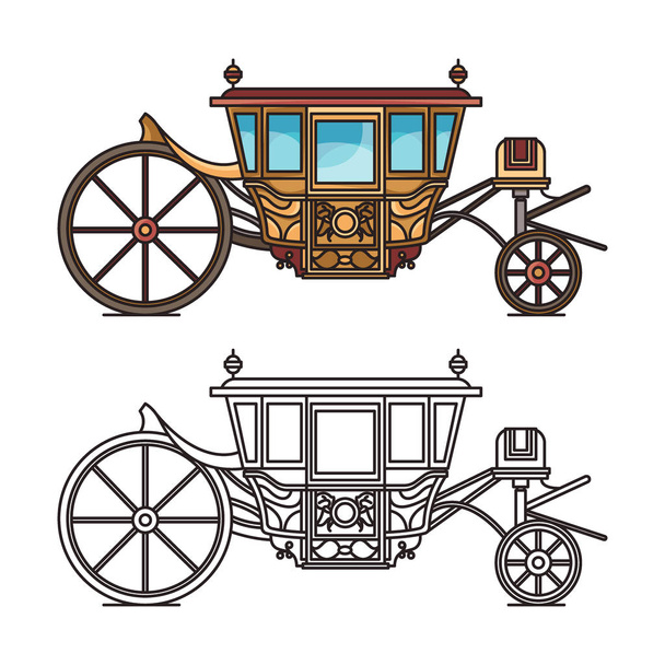 Ізольовані старовинні колісниці або карета на весілля
 - Вектор, зображення