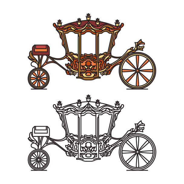Trasporto delle ruote medievale reale o carrozza d'epoca
 - Vettoriali, immagini