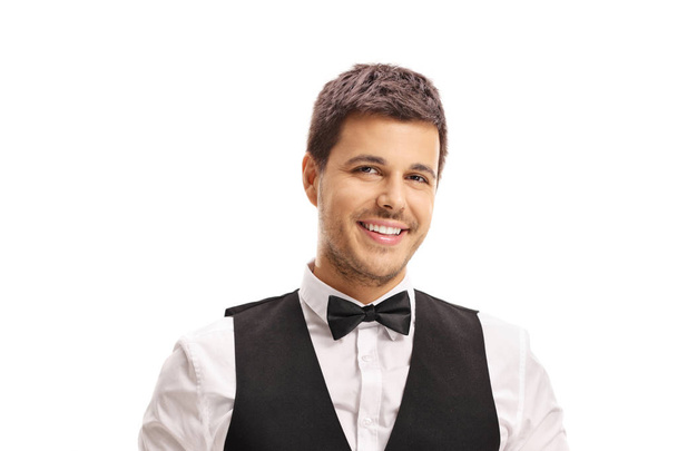 Smiling male waiter looking at the camera and smiling - Foto, Imagem
