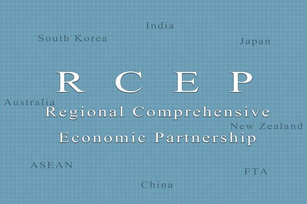 Conceptual business trade illustration with the words RCEP or regional comprehensive economic partnership. - Photo, Image