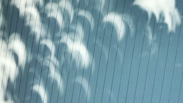 Halbmondformen der partiellen Sonnenfinsternis 2017 an einer Wand, aufgenommen mit einer Handykamera  - Filmmaterial, Video