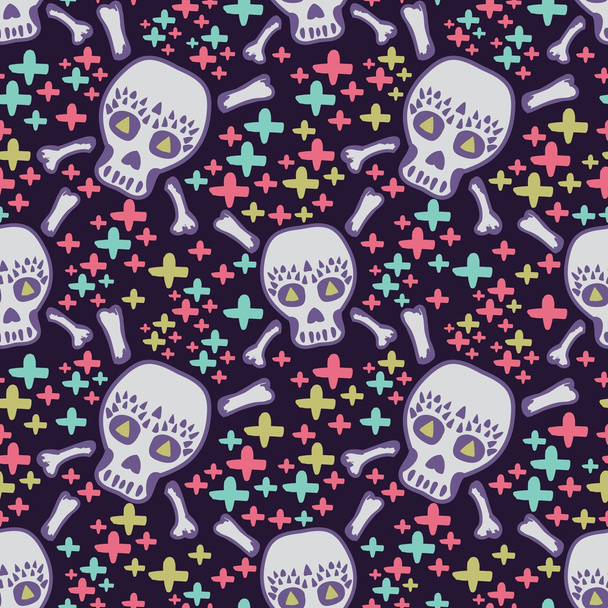 seamless pattern with skulls - Vector, Image