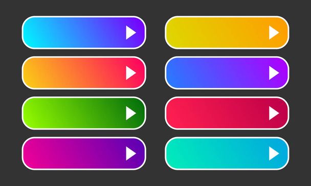 Set of eight modern gradient buttons with arrows - Vetor, Imagem