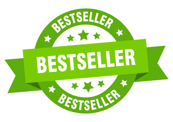 bestseller ribbon. bestseller round green sign. bestseller - Vector, afbeelding