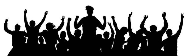 People celebrate silhouette. Crowd cheer. Friends background on a white background - Vector, Image