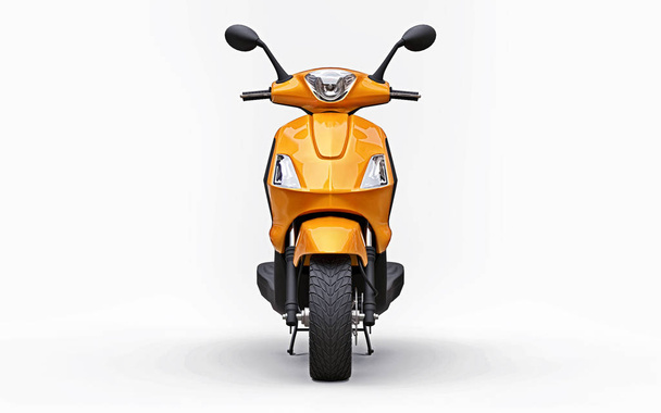 Moderno ciclomotore urbano arancione su sfondo bianco. Illustrazione 3d
. - Foto, immagini