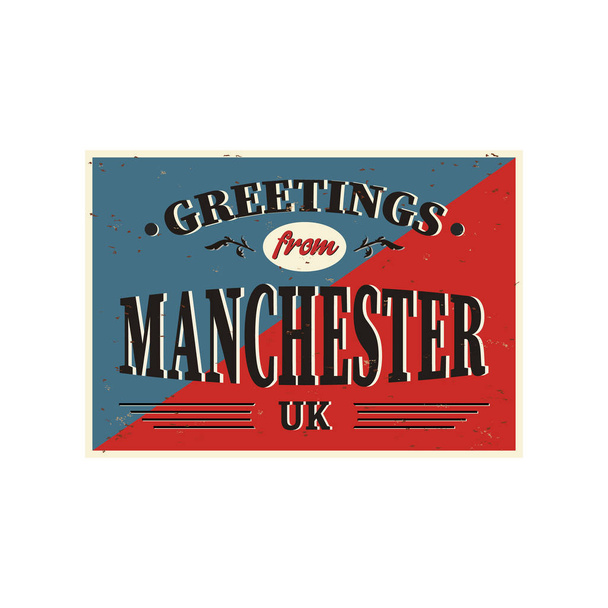 Manchester Verenigd Koninkrijk groet teken Art briefkaart vintage Web poster - Vector, afbeelding
