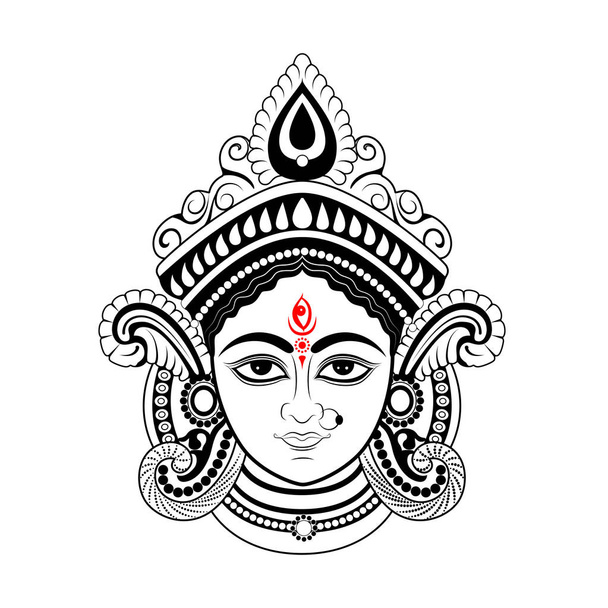 Богиня Дурга в счастливой Дурга Пуджа Subh Navratri индийского религиозного заголовка баннер фон
 - Вектор,изображение