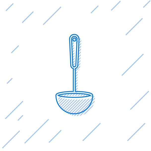 Ligne bleue icône louche de cuisine isolé sur fond blanc. Ustensiles de cuisine. Panneau de cuillère à couverts. Illustration vectorielle
 - Vecteur, image