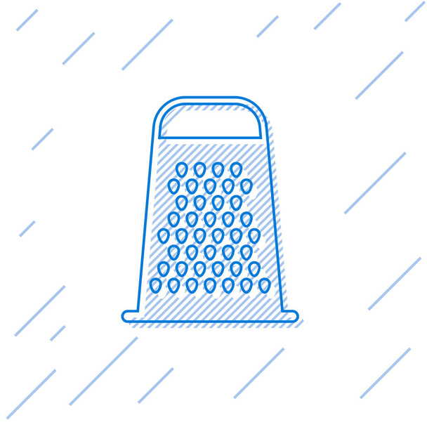 Ligne bleue Râpe icône isolée sur fond blanc. Symbole de cuisine. Ustensiles de cuisine. Panneau couverts. Illustration vectorielle
 - Vecteur, image