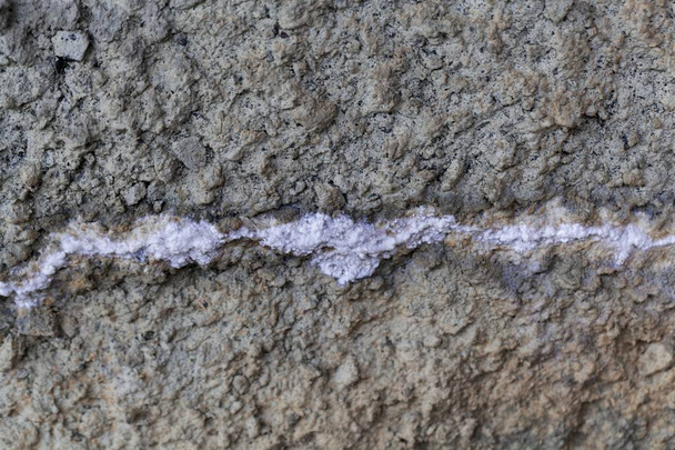 Béton avec fracture et cristallisation au carbonate blanc
 - Photo, image